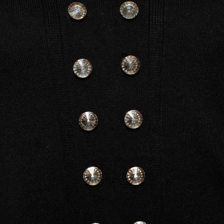 Pre Owned Versace Collection Black Knit Crystal Embellished Jumper  M