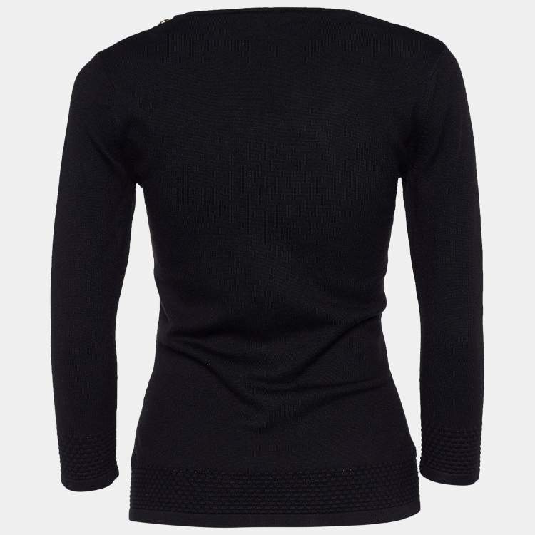 Pre Owned Versace Collection Black Knit Crystal Embellished Jumper  M