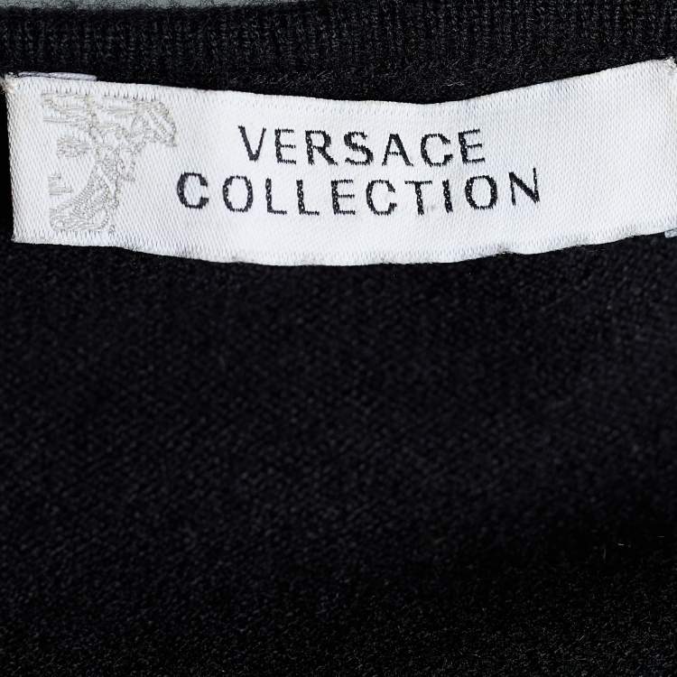 Pre Owned Versace Collection Black Knit Crystal Embellished Jumper  M