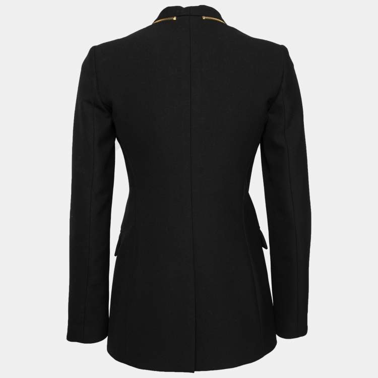 Pre Owned Versace Collection Black Crepe Zip Detail Blazer XS