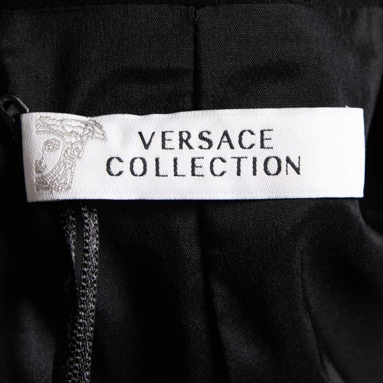 Pre Owned Versace Collection Black Crepe Zip Detail Blazer XS