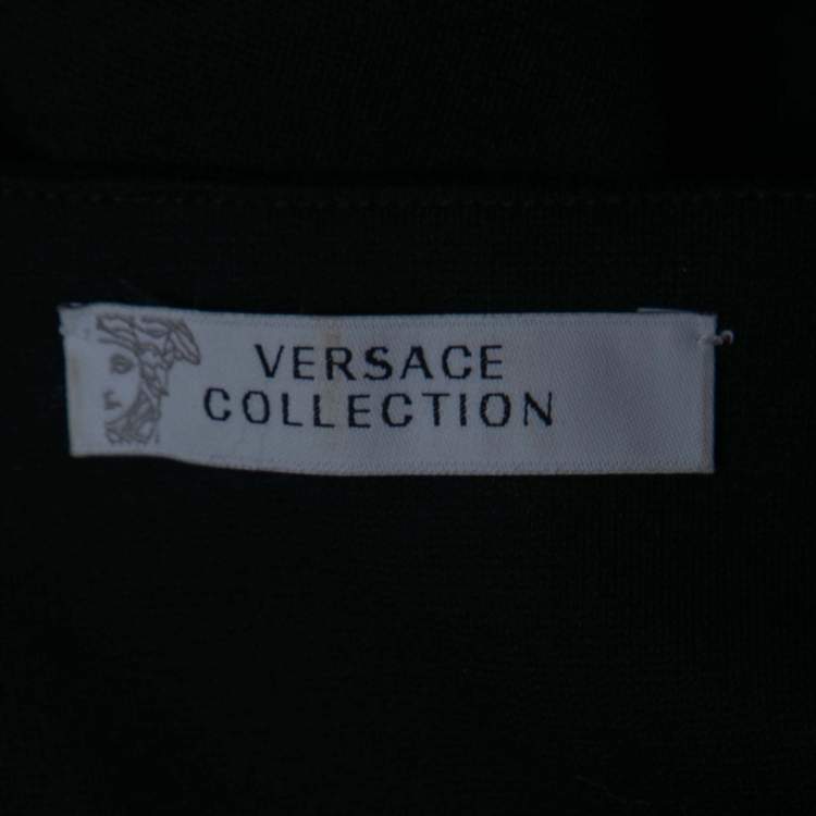 Pre Owned Versace Collection Black Stretch Knit Stud Embellished Midi Dress L