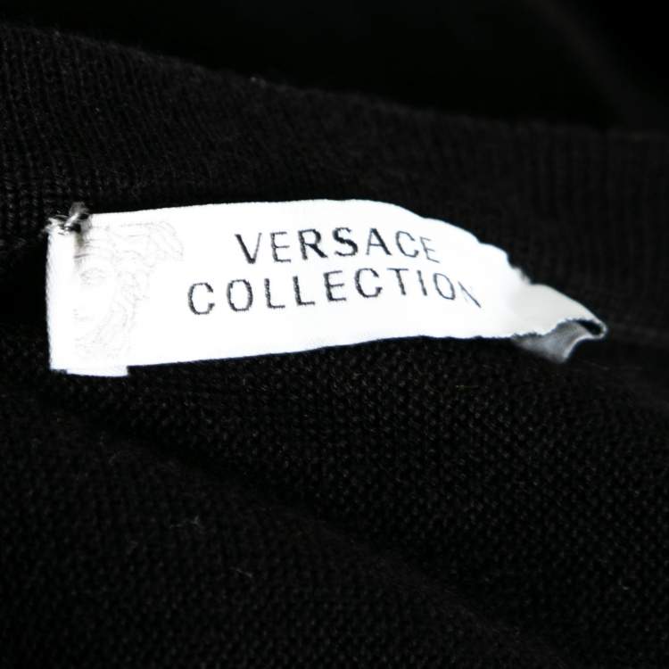 Pre Owned Versace Collection Black Knit Cardigan Dress M