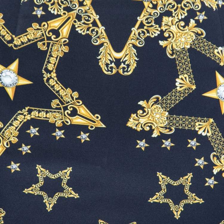 Pre Owned Versace Collection Navy Blue Printed Neoprene Skirt S