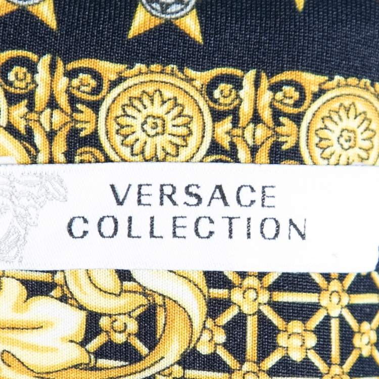 Pre Owned Versace Collection Navy Blue Printed Neoprene Skirt S