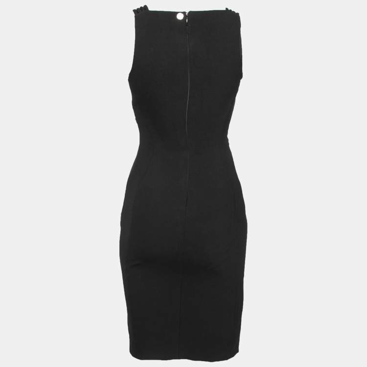 Pre Owned Versace Collection Black Crepe Asymmetric Neckline Mini Dress S