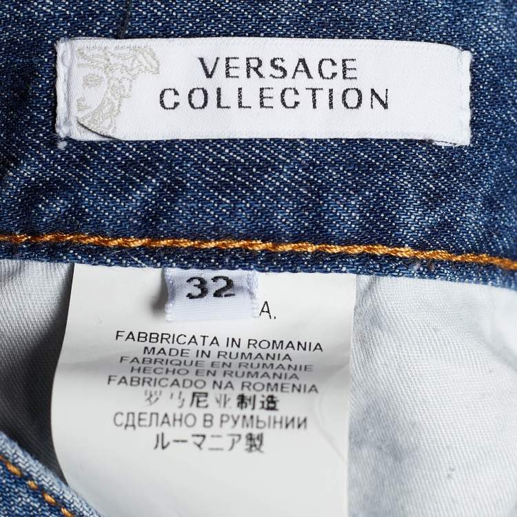 Pre Owned Versace Collection Blue Denim Straight Leg Jeans M