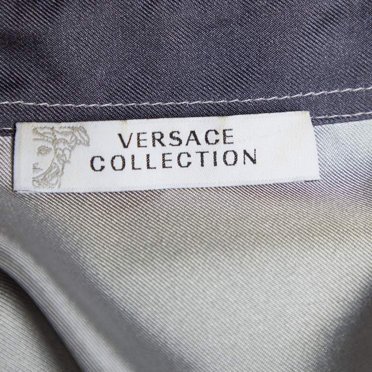 Pre Owned Versace Collection Grey Printed Silk Button Front Shirt S