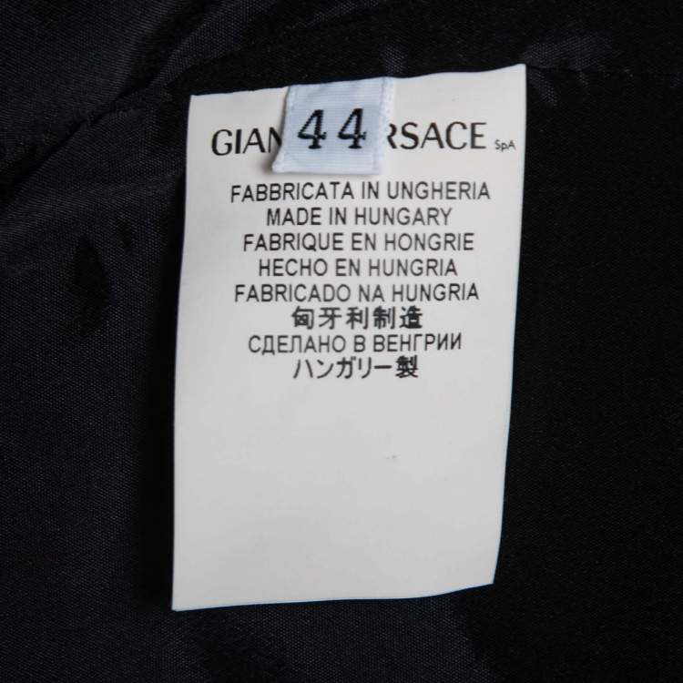 Pre Owned Versace Collection Vintage Black Wool Crepe Single-Breasted Coat M