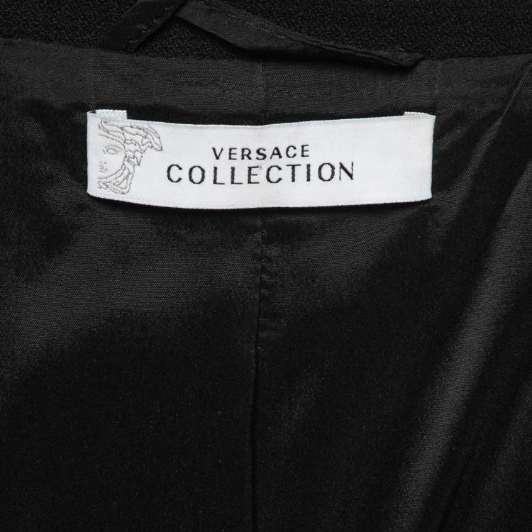Pre Owned Versace Collection Vintage Black Wool Crepe Single-Breasted Coat M
