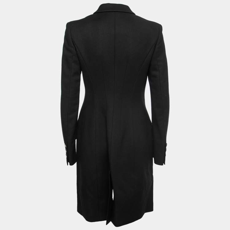 Pre Owned Versace Collection Vintage Black Wool Crepe Single-Breasted Coat M