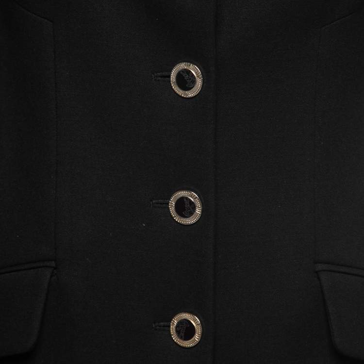 Pre Owned Versace Collection Vintage Black Wool Crepe Single-Breasted Coat M