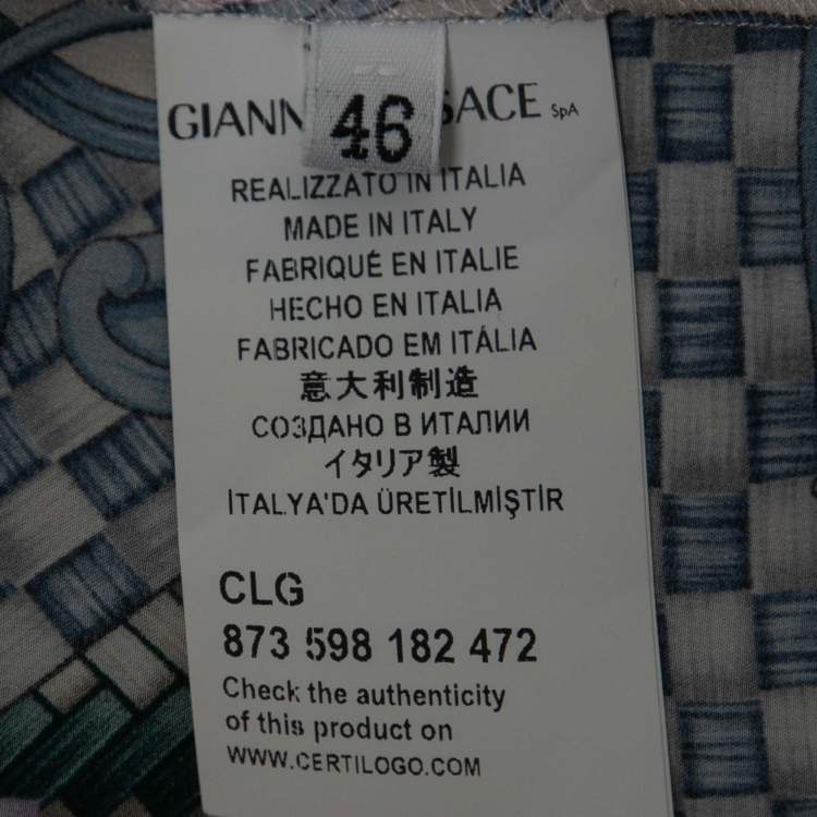 Pre Owned Versace Collection Purple Printed Silk Button Front Shirt L