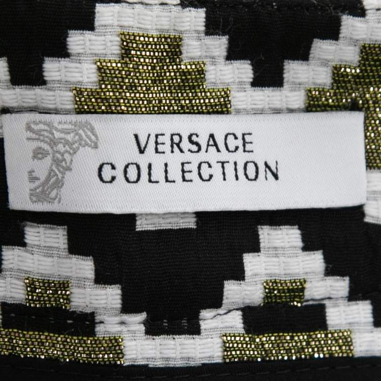 مملوكة مسبقًا Versace Collection Black Metallic Patterned Jacquard Shorts M