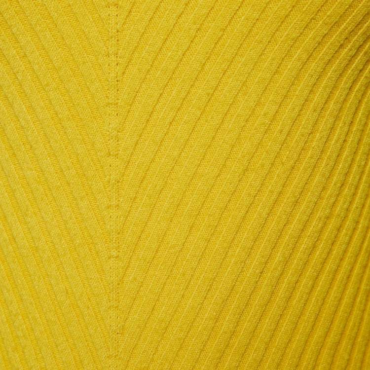 Pre Owned Versace Collection Yellow Patterned Knit Turtleneck Sweater M