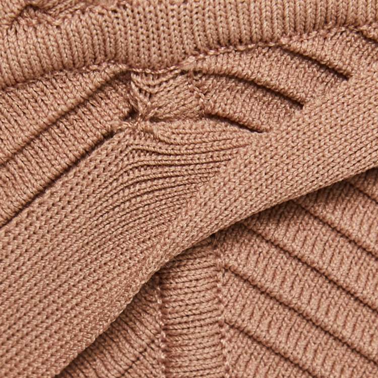 Pre Owned Versace Collection Dark Beige Stretch Knit Bodycon Dress S