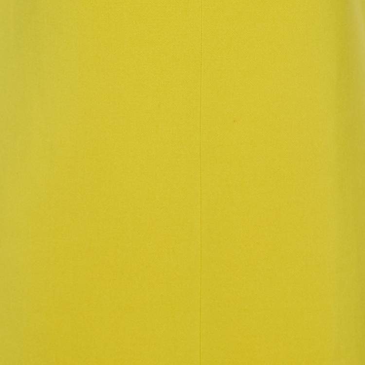 Pre Owned Versace Collection Yellow Stretch Crepe Boat Neck Sleeveless Mini Dress M