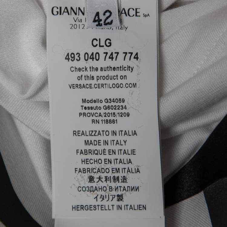 Pre Owned Versace Collection White Embellished & Printed Jersey T-Shirt M