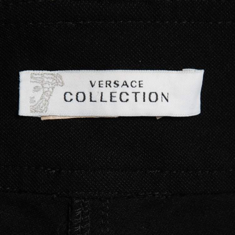 مملوكة مسبقًا Versace Collection Black Stretch Knit Slim Fit Trousers L