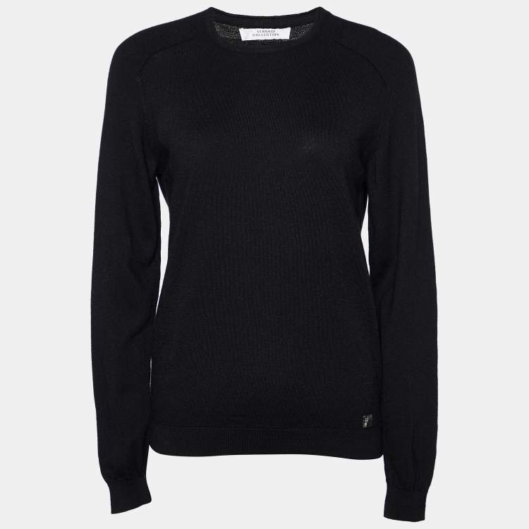 Pre Owned Versace Collection Black Wool Long Sleeve Sweater L