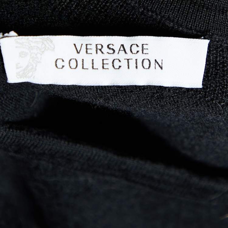 Pre Owned Versace Collection Black Wool Long Sleeve Sweater L