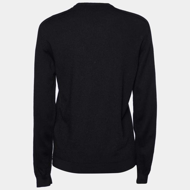 Pre Owned Versace Collection Black Wool Long Sleeve Sweater L