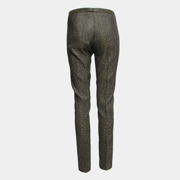 Pre Owned Versace Collection Black and Green Textured Knit Slim Fit Pants M