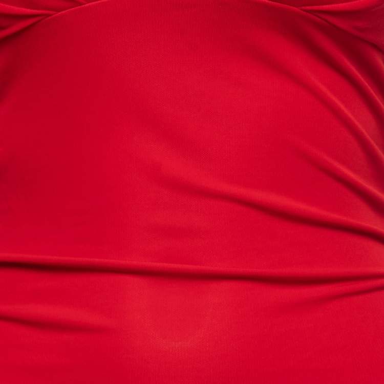 Pre Owned Versace Collection Red Jersey Ruched Sleeveless Tunic M