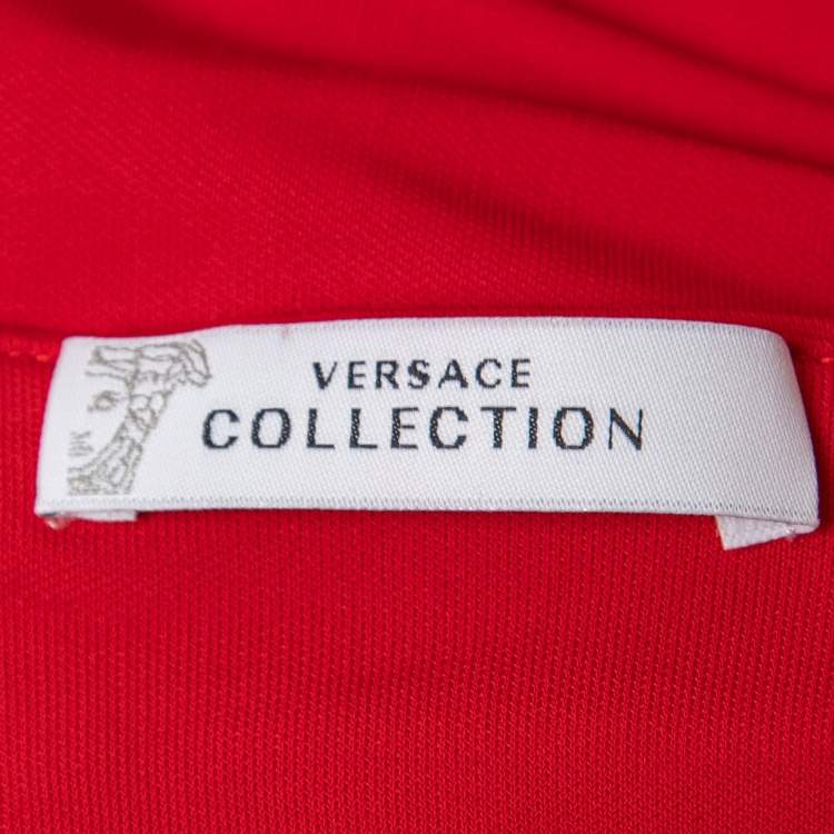 Pre Owned Versace Collection Red Jersey Ruched Sleeveless Tunic M