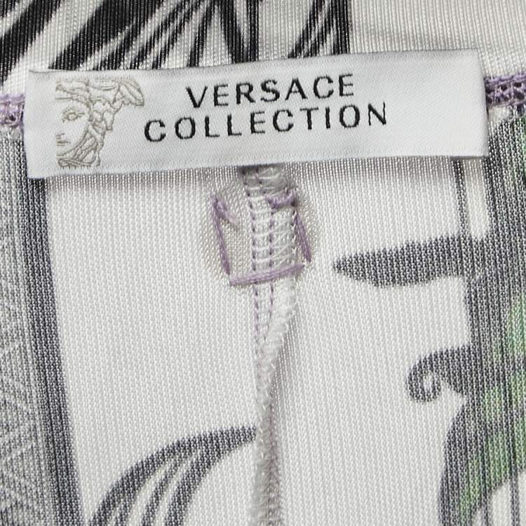 Pre Owned Versace Collection Multicolor Printed Jersey V-Neck T-shirt S