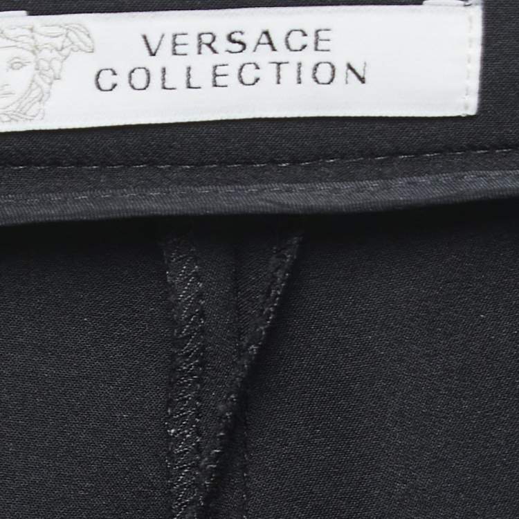 Pre Owned Versace Collection Black Stretch Crepe Front Zip Detail Trousers S