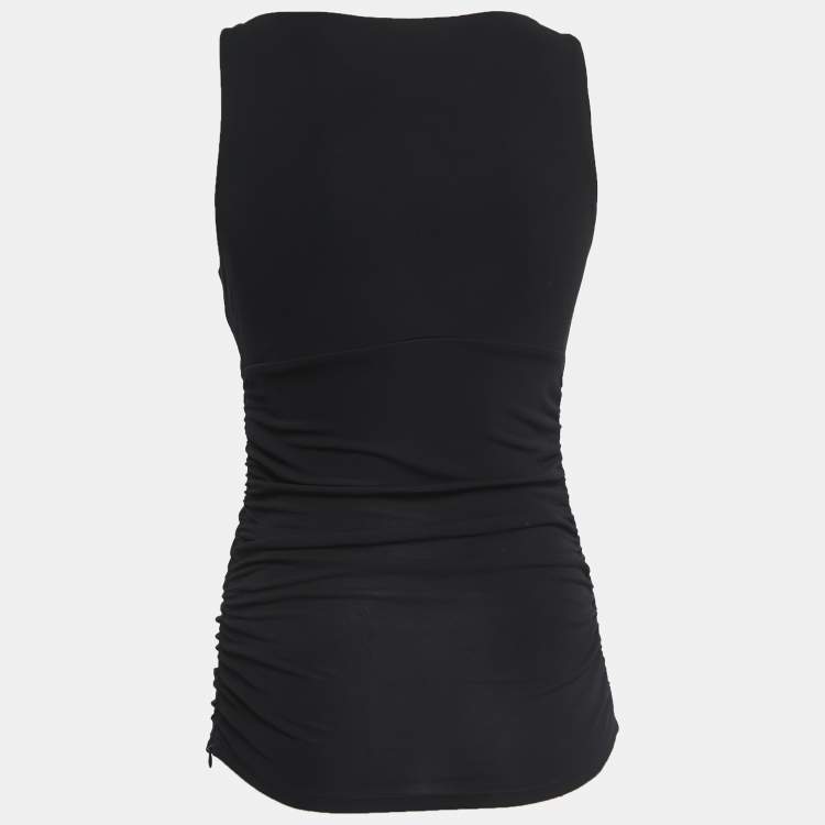 Pre Owned Versace Collection Black Jersey Sleeveless Ruched Mini Dress M