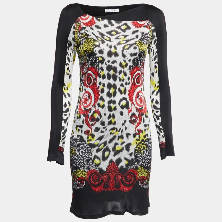 Versace Collection Multicolor Printed Jersey Long Sleeve Mini Dress S  Versace Collection