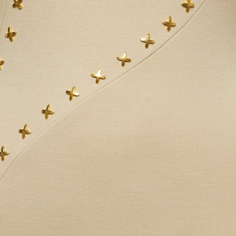 Pre Owned Versace Collection Beige Jersey Studded Dress S