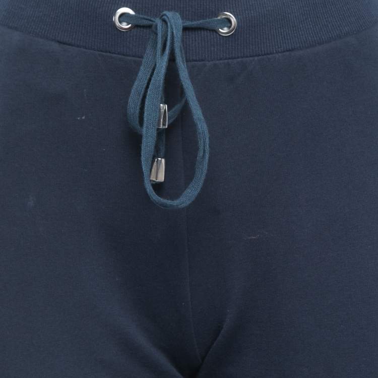 Pre Owned Versace Collection Navy Blue Logo Embellished Cotton Joggers XL 