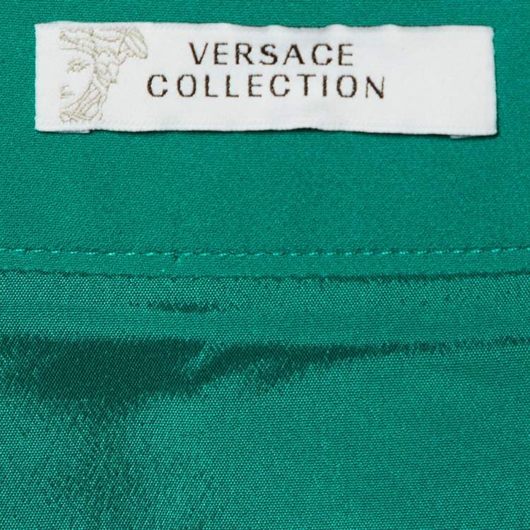 Pre Owned Versace Collection Green Crepe Stud Detail Mini Skirt S