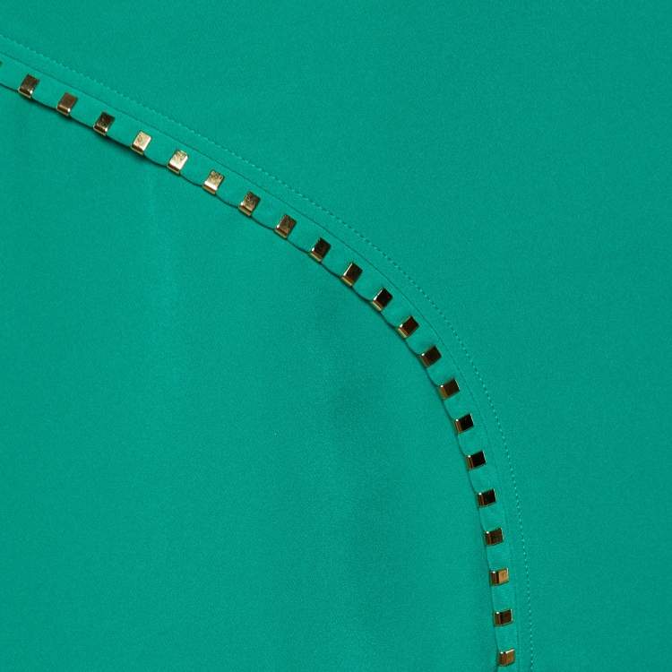Pre Owned Versace Collection Green Crepe Stud Detail Mini Skirt S
