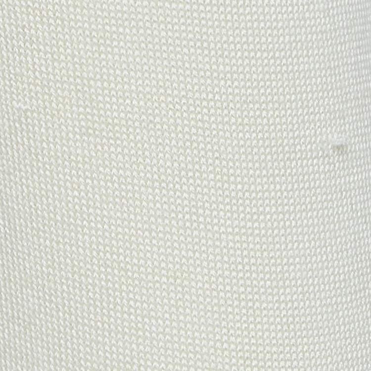 Pre Owned Versace Collection Cream Printed Knit Button Front Top M