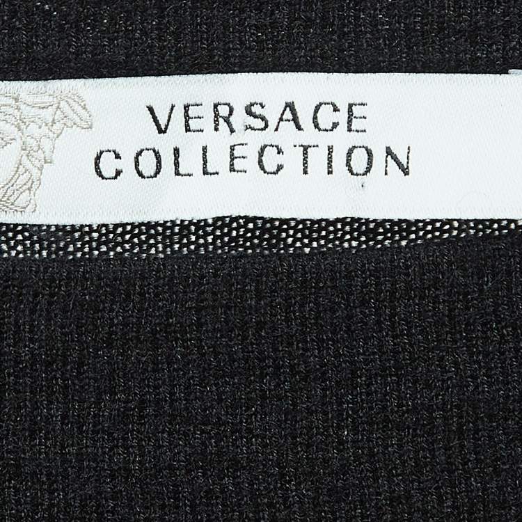 Pre Owned Versace Collection Black Silk & Cashmere Long Sleeve Top M