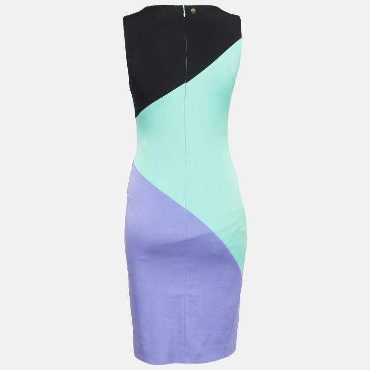 Pre Owned Versace Collection Multicolor Stretch Crepe Sleeveless Sheath Dress S  