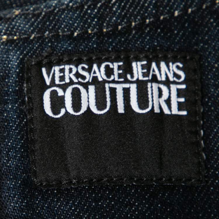 Pre Owned Versace Jeans Couture Blue Denim Pleated Sleeveless Dress M