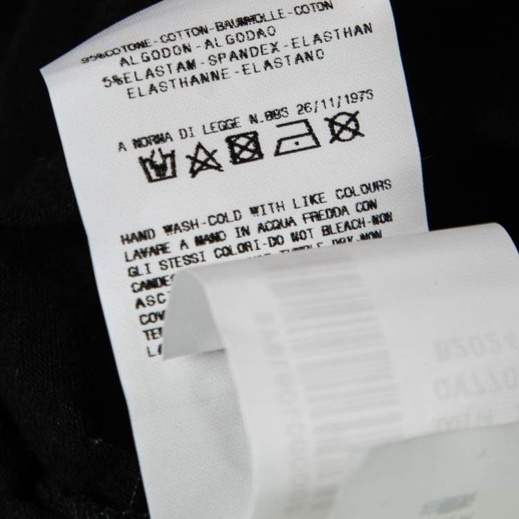 مملوكة مسبقًا Versace Jeans Couture Black Flocked Dragon Print Cotton Long Sleeve Top M