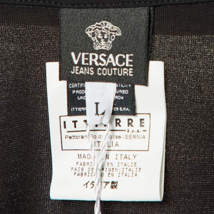 Pre Owned Versace Jeans Couture Black Jersey Trim Detail T-Shirt L