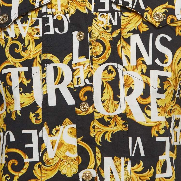 Pre Owned Versace Jeans Couture Black Baroque Printed Cotton Shirt L