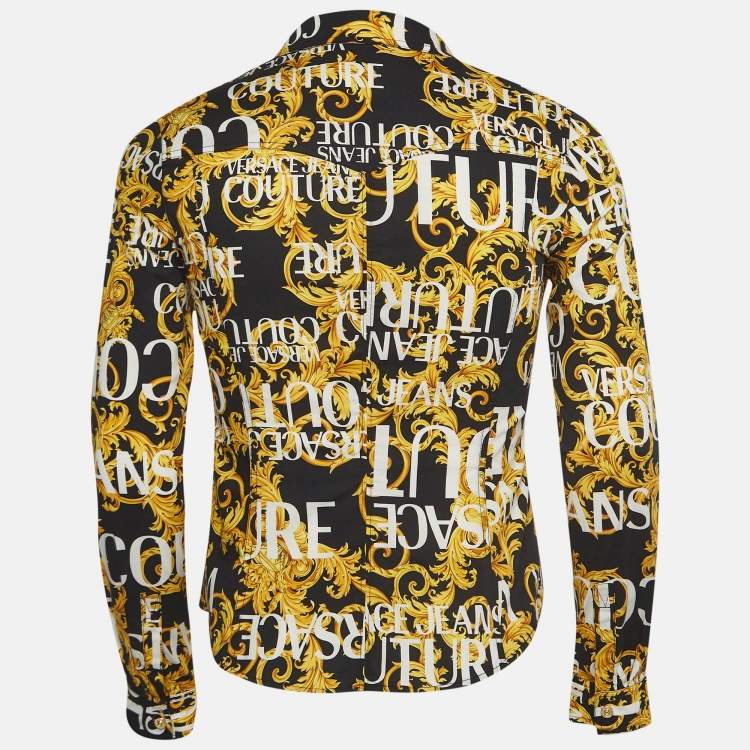 Pre Owned Versace Jeans Couture Black Baroque Printed Cotton Shirt L
