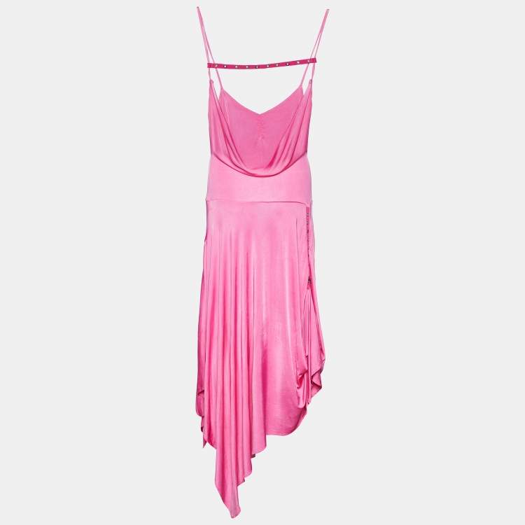 Pre Owned Versace Jeans Couture Pink Jersey Asymmetric Hem Dress M