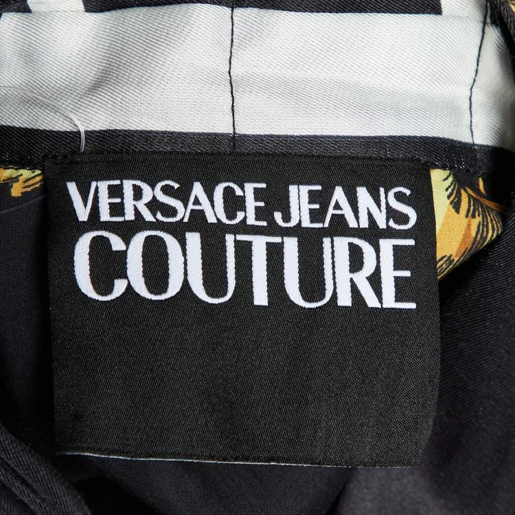 Pre Owned Versace Jeans Couture Black Printed Cotton Bow-Tie Shirt M