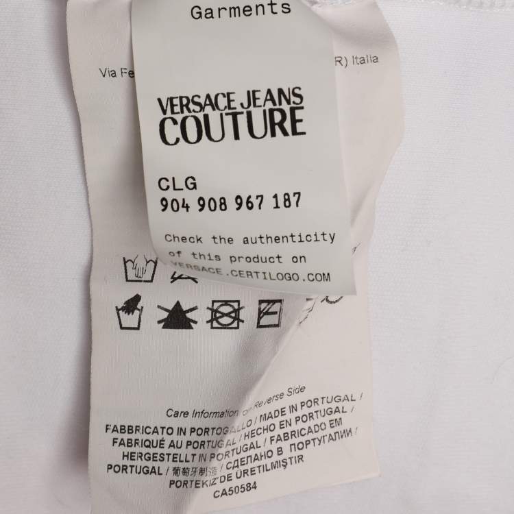 Pre Owned Versace Jeans Couture White Mesh & Cotton Overlay Top M
