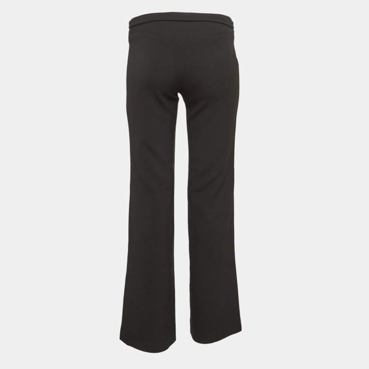 Pre Owned Versace Jeans Couture Black Stretch Crepe Embellished Waist Trousers S