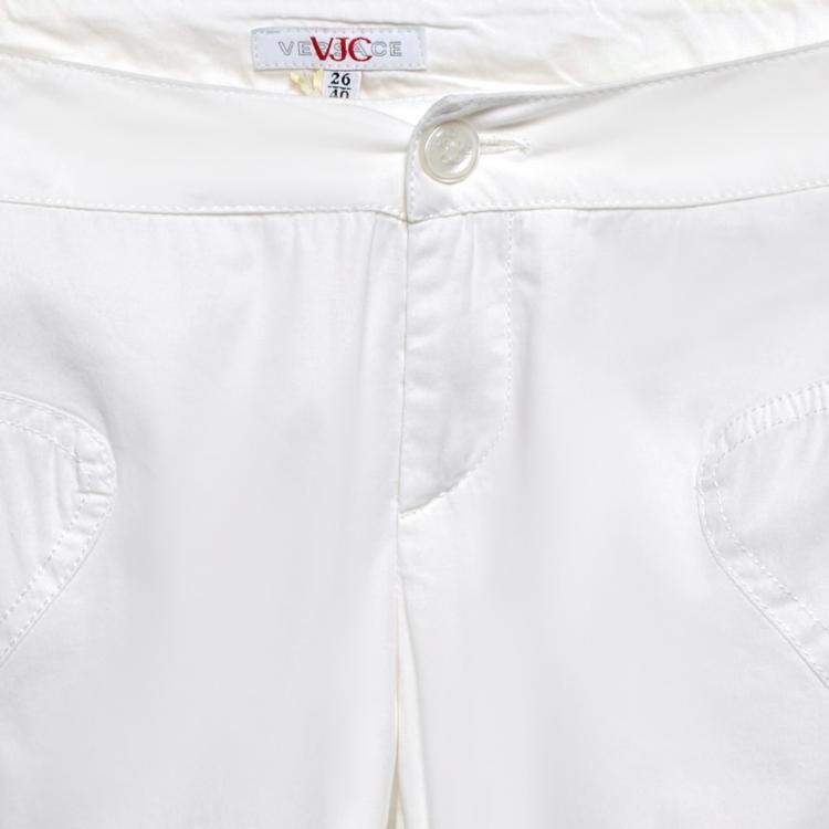 Pre Owned Versace Jeans Couture White Cotton Trousers S